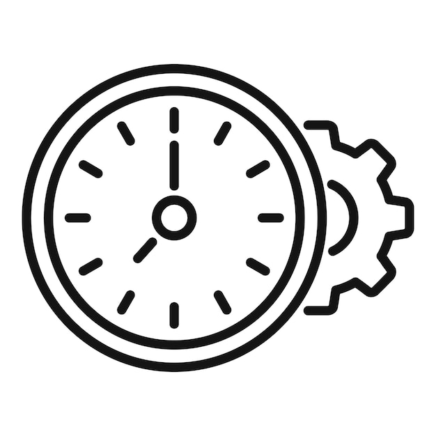 Clock gear time icon outline vector Work control Timer watch