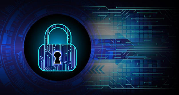 Closed Padlock on digital background cyber security cyber digital circuit future technology