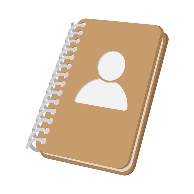 Closed spiral address book cartoon icon on a white background