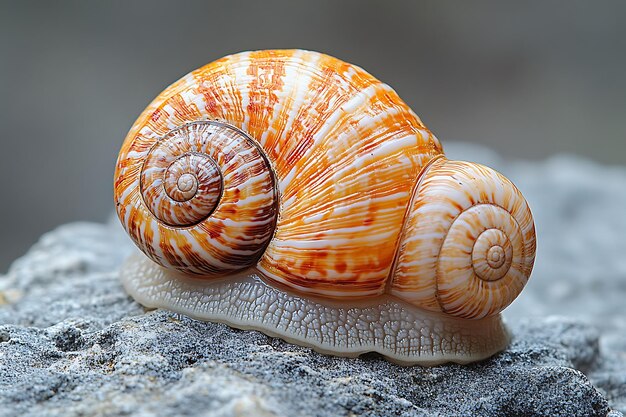 Closeup of a colorful snail with intricate shell patterns
