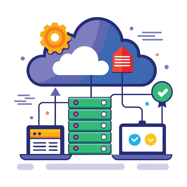 Cloud Backup flat victor illustration on white background