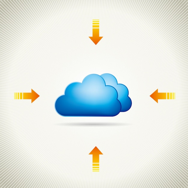 cloud computing and networking design concept,cloud and arrow symbol composition.