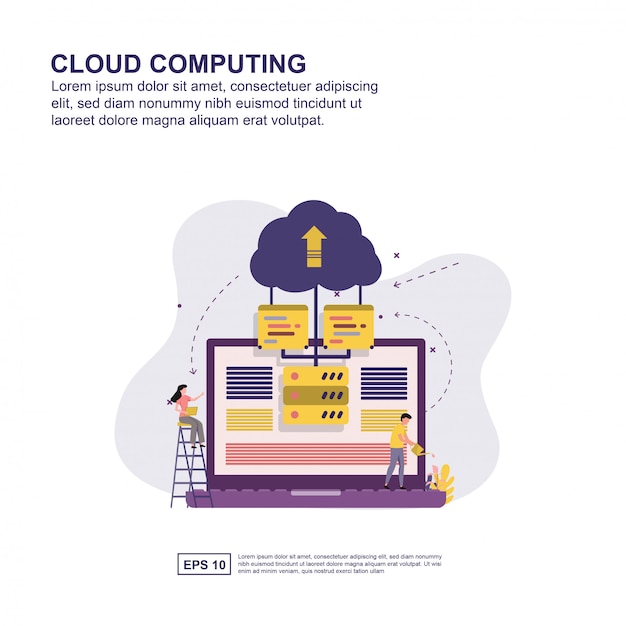 Cloud computing concept vector illustration flat design.