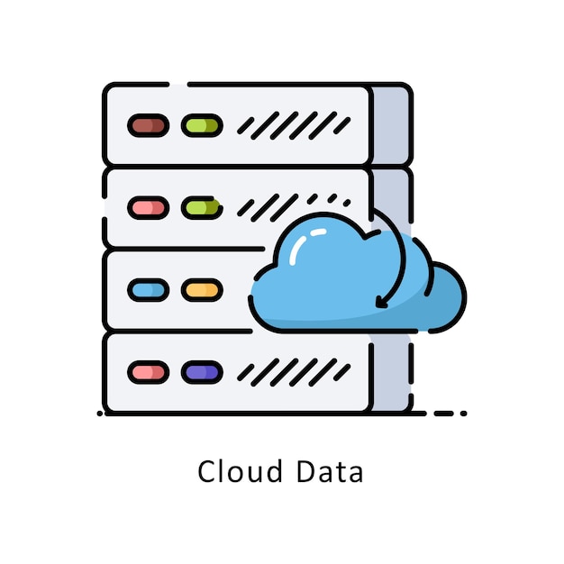 Cloud Data Vector Filled outline Icon Design illustration Symbol on White background EPS 10 File