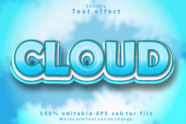 Cloud Editable Text Effect 3D Blue Cartoon Style