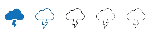 cloud lightning icon vector set collection for web