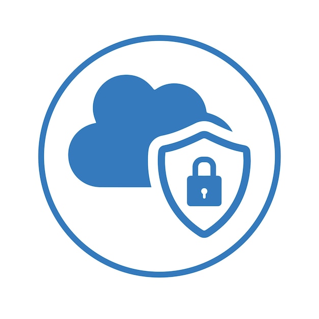 Cloud lock secure icon Blue color design