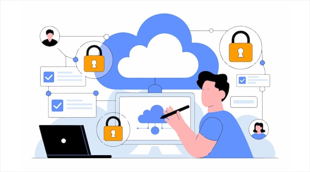 Cloud Security and Data Protection Illustration