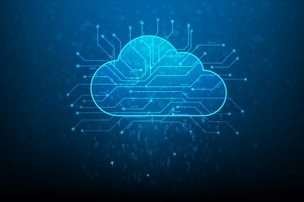 cloud server data digital technology circuit on blue dark background. business internet online.