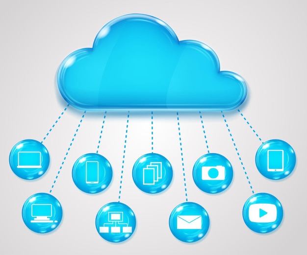 Cloud services concept on gray background