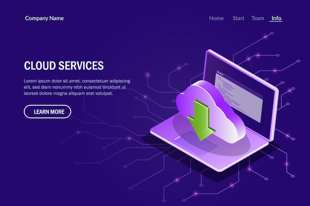 cloud services concept. process of synchronization between the cloud storage and a laptop