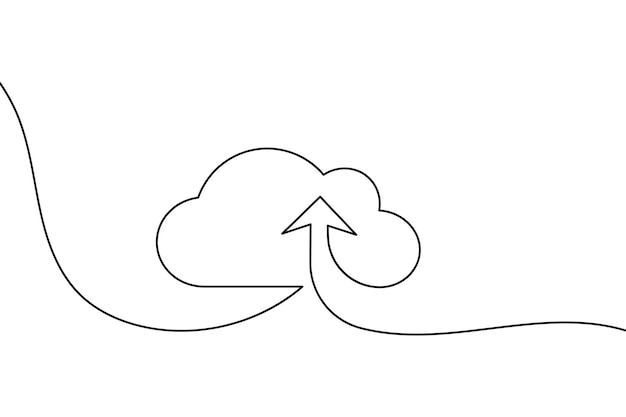 cloud storage continuous one line drawing and minimalist style isolate outline vector icon