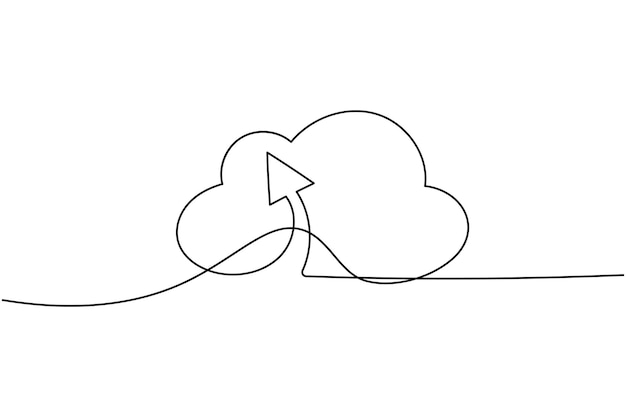 cloud storage continuous one line drawing and minimalist style isolate outline vector icon