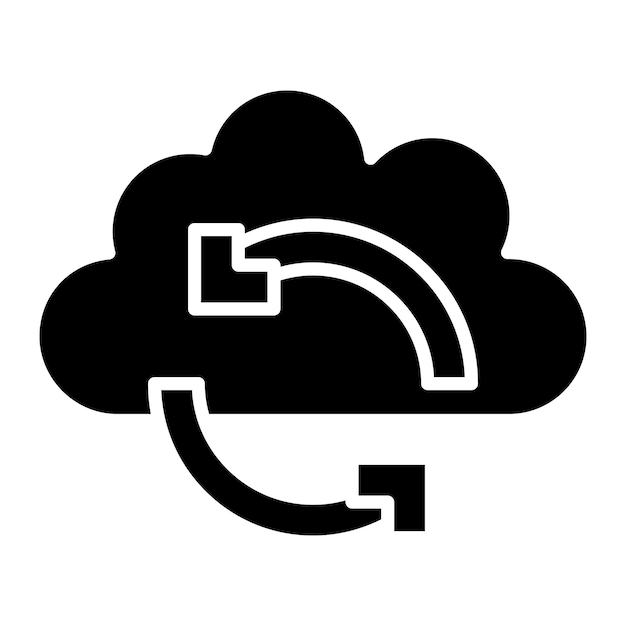 Cloud Sync Glyph Solid Black Illustration