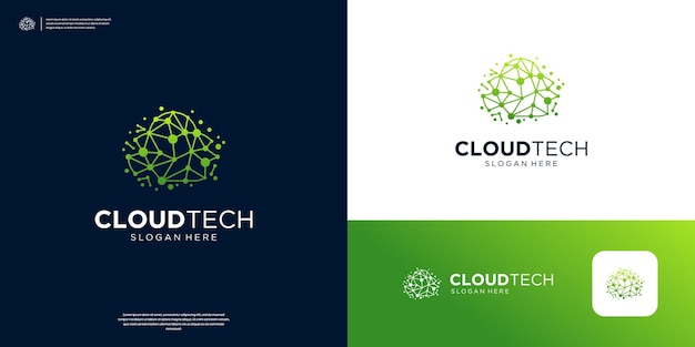 Cloud tech connection symbol database storage server network logo design