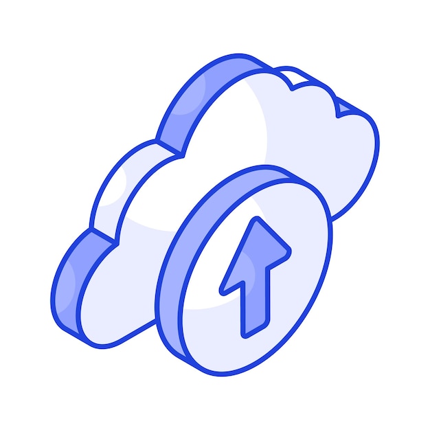 cloud uploading cloud with upward arrow concept of cloud upload