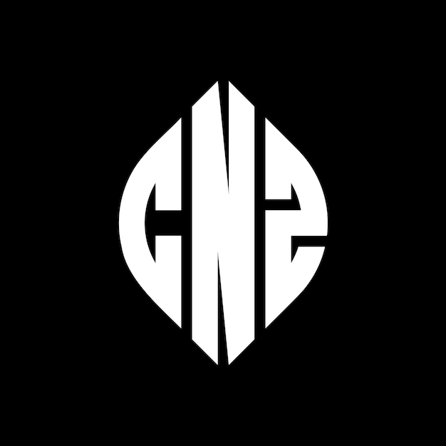 CNZ circle letter logo design with circle and ellipse shape CNZ ellipse letters with typographic style The three initials form a circle logo CNZ Circle Emblem Abstract Monogram Letter Mark Vector
