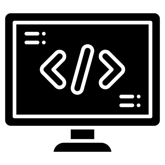 code glyph solid black illustration