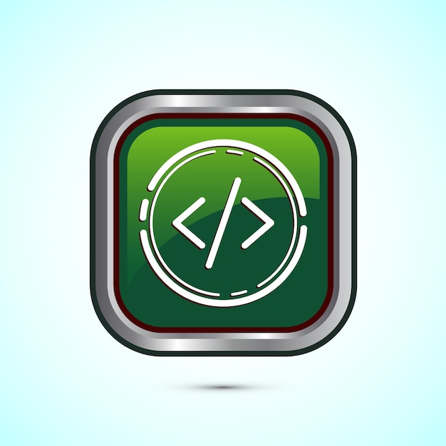 Coding icon design illustration Web development icon Green color square button design