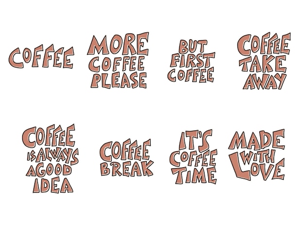 Coffee theme quotes isolated Vector illustration