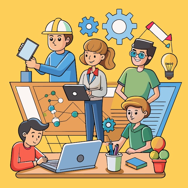 collaborative teamwork modern office workers engaged in creative problemsolving