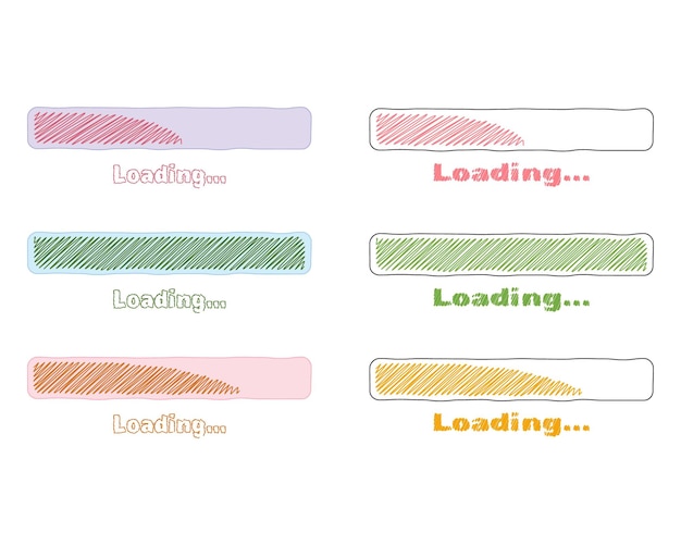 Collection Loading bar status icon Vector illustration Set of vector loaded icons Download progress Donload or Upload Handdrawn sketchscribble