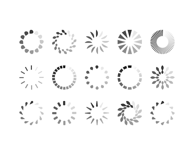 Collection Loading bar status icon Vector illustration Set of vector loaded icons Download progress