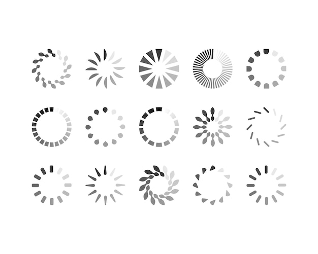 Collection Loading bar status icon Vector loaded icons Download progress Donload or Upload