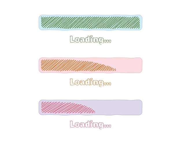 Collection Loading bar status icon vector loaded icons Download progress Handdrawn sketchscribble