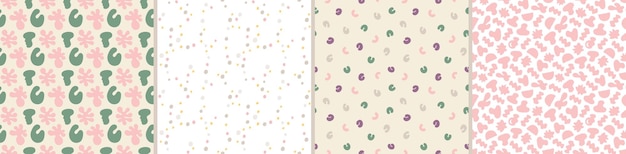 Collection of abstract seamless pattern Simple organic shapes