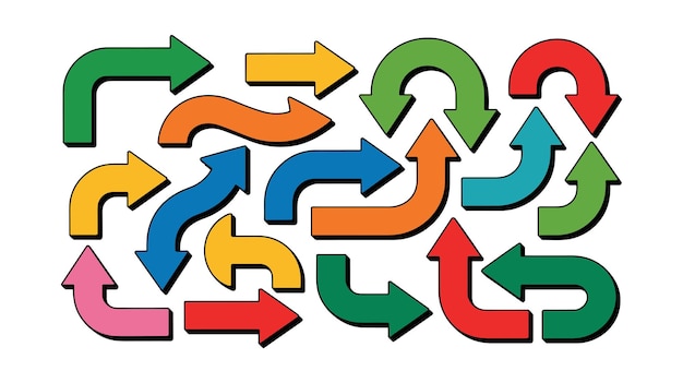 Collection of colorful arrows pointing in different directions