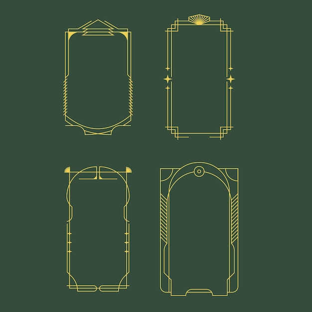 Collection of different frames with stars Minimalistic linear frames arches elements geometric s