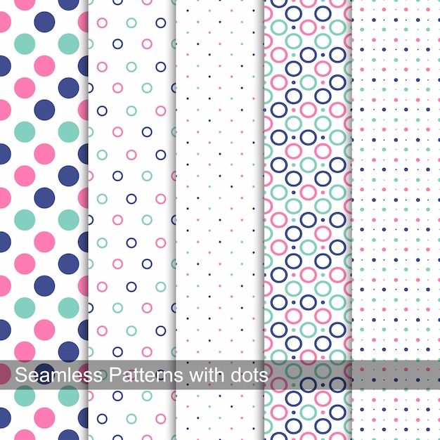 Collection of dotted seamless patterns