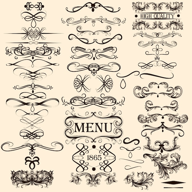 collection of elegant retro borders