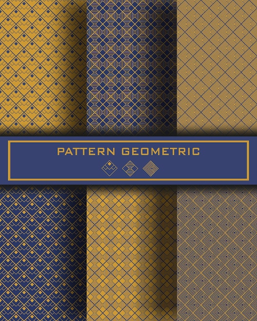 collection of geometric patterns on a blue background