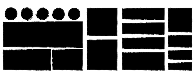 Collection of grunge brush shape vector illustration on white background Sketch texture shape design element vector illustration