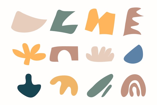 Collection of hand drawn flat abstract shapes Irregular shape
