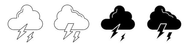 collection of storm icons cloud and lightning symbols modern design isolated on white background