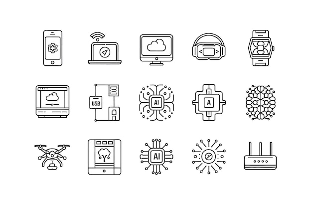 Collection of Technology and AI Icons