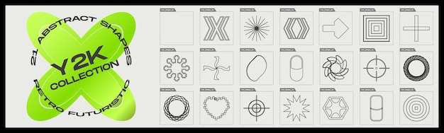 collection of y2k elements minimalist geometric elements simple shapes forms