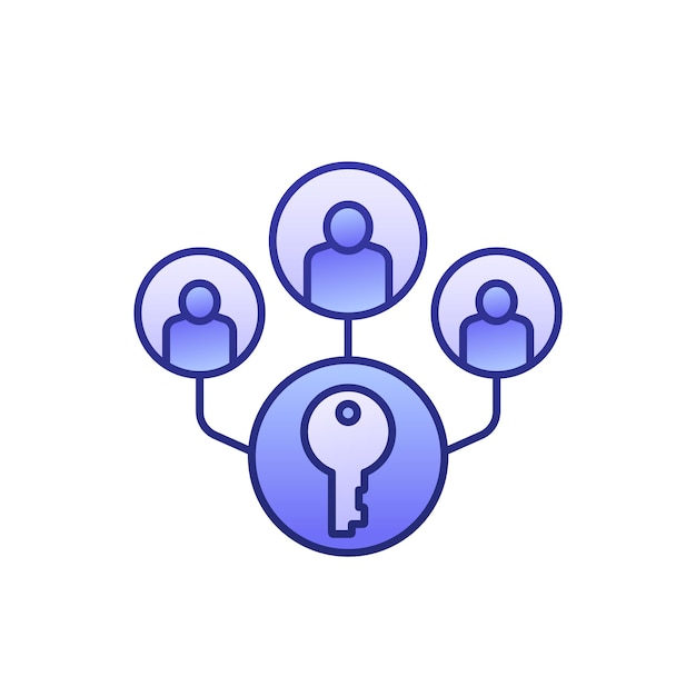 collective ownership icon with people and a key outlined design