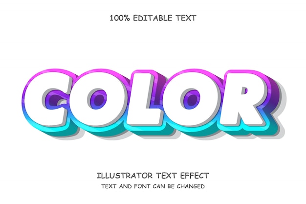 color,3d editable text effect modern 3d style