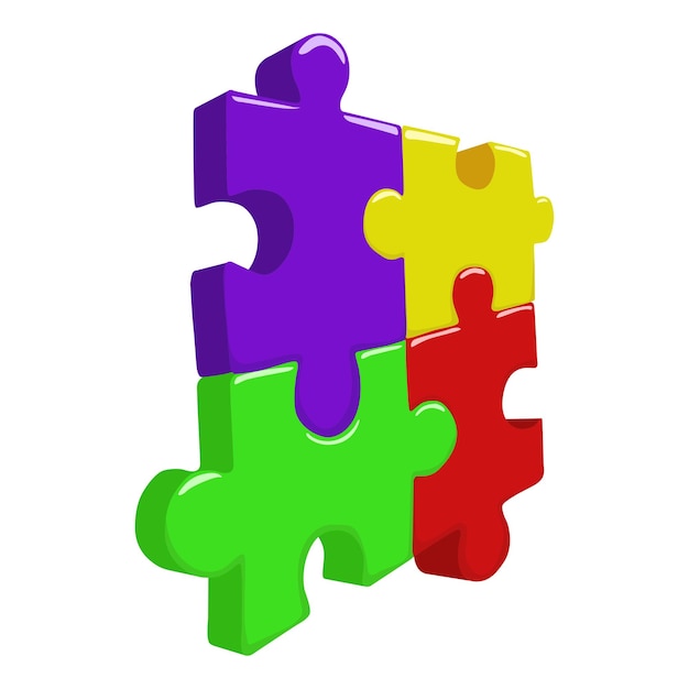 color 3d puzzle pieces vector illustration