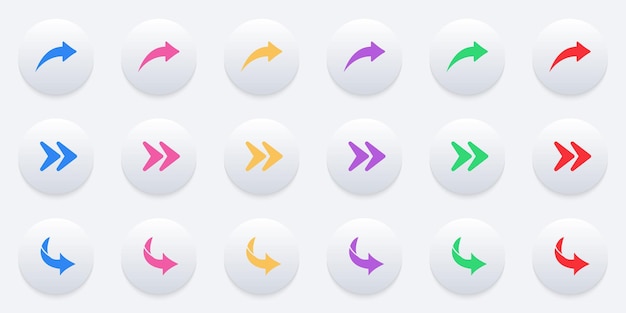 Color Arrow Digital Icons in Neumorphism Style Right Next Share Link Back Forward Symbol Navigation
