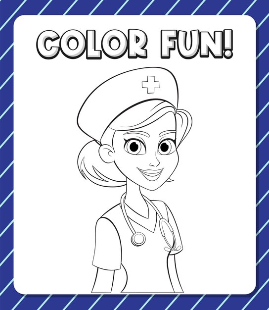 Color Fun Nurse Themed Coloring Page