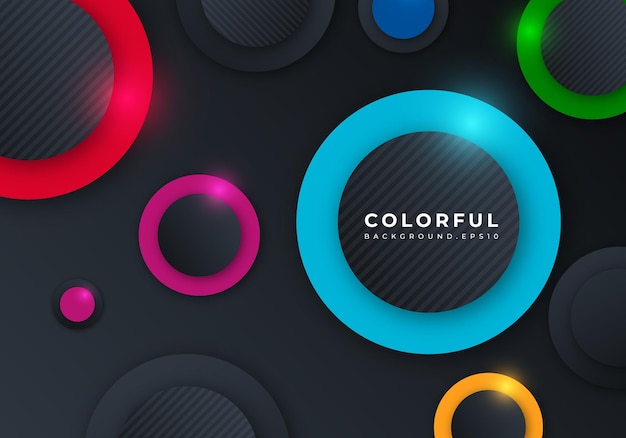 colorful 3d circle shape dimension layers background with copy space for text