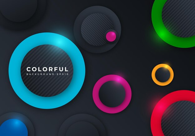 colorful 3d circle shape dimension layers background with copy space for text