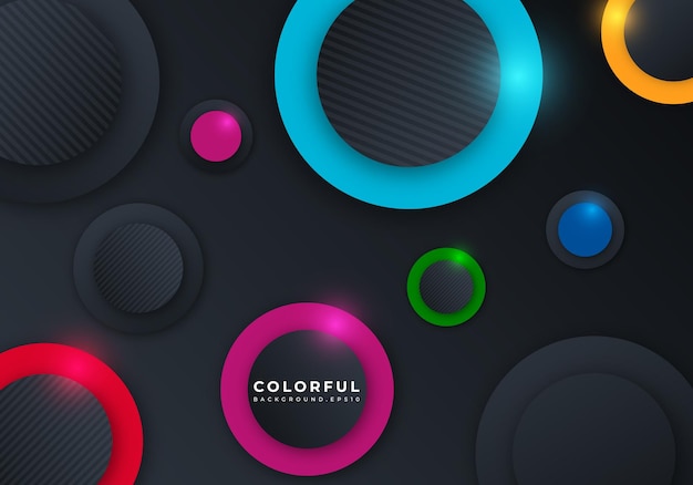 colorful 3d circle shape dimension layers background with copy space for text