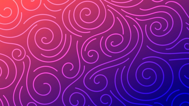 Colorful blurred background with thin line curls swirls Curly modern abstract gradient card