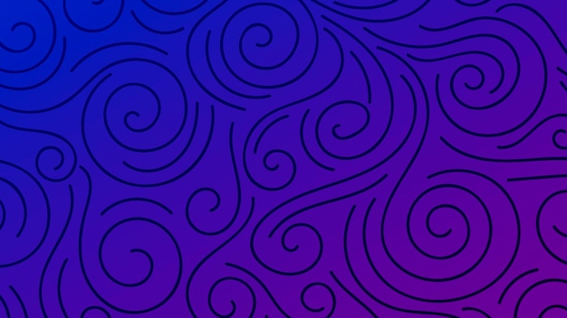 Colorful blurred background with thin line curls swirls Curly modern abstract gradient card